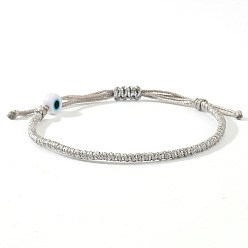 Гейнсборо Браслеты ручной работы из фарфора с бусинами, символизирующими "оберег от сглаза", плетеные из бусин., регулируемые браслеты шнур, светло-серые