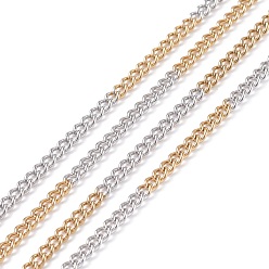 Golden & Stainless Steel Color Two Tone 304 Stainless Steel Curb Chains, Unwelded, with Spool, Golden & Stainless Steel Color, 4x3x1mm, 32.8 Feet(10m)/roll