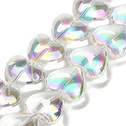 Нектар Стеклянные бусины с гальваническим покрытием , сердце, нектар, 12.2x15x8 мм, отверстие : 1 мм, около 50 шт / нитка, 23.62'' (60 см)