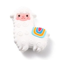 White Silicone Focal Beads, Chewing Beads For Teethers, Alpaca, White, 31x28x9mm, Hole: 3mm