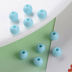 Sky Blue Opaque Acrylic Beads, Round, Sky Blue, 6x5mm, Hole: 1.8mm, about 4400pcs/500g