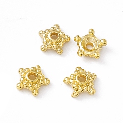 Real 24K Gold Plated Brass Spacer Beads, Cadmium Free & Lead Free, Flower, Real 24K Gold Plated, 6.5x2.4mm, Hole: 1.4mm