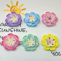 (52) Непрозрачная лаванда Кабошоны из непрозрачной смоляной эмали, цветок, разноцветные, 26x26x8 мм