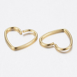 Golden 304 Stainless Steel Jump Rings, Open Jump Rings, Heart, Golden, 20 Gauge, 9x10x0.8mm, Inner Diameter: 6.5x9mm