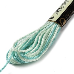 Turquoise 10 Skeins 6-Ply Polyester Embroidery Floss, Cross Stitch Threads, Segment Dyed, Turquoise, 0.5mm, about 8.75 Yards(8m)/skein