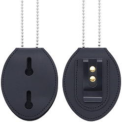 Черный 2 Сумки, чехол для значка из коровьей кожи, с шариковой цепью из нержавеющей стали, чёрные, 202x76x14 мм