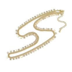 Настоящее золото 18K Стойка покрытие латунь витая цепь квадратные кисточки ожерелья для женщин, долговечный, без свинца и без кадмия, реальный 18 k позолоченный, 15.63x0.24 дюйм (39.7x0.6 см)