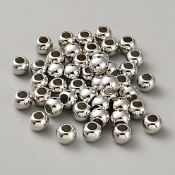 Серебро Cmолы европейские шарики, бусины с большим отверстием, рондель, серебряные, 10x8 мм, отверстие: 4.50 мм