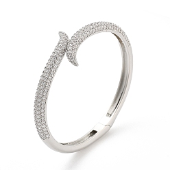 Платина Браслеты из латуни с микропаве из прозрачного кубического циркония для женщин, без кадмия и без свинца, долговечный, платина, 7/8 дюйм (2.1 см), внутренний диаметр: 2x2-1/4 дюйм (5.2x5.7 см)
