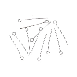 Платина Антикоррозийные 925 штифты для глаз из стерлингового серебра, платина, 20x2.5x0.5 мм, отверстие : 1.5 мм, Около 98 шт / 5 г