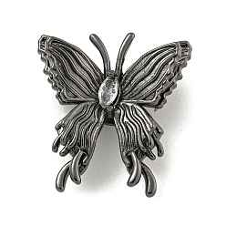 Черный Цвет Металла Латунные шарики циркония кубической, долговечный, без свинца и без кадмия, бабочка, металлический черный , 23x21x7 мм, отверстие : 3 мм