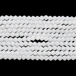 Белый Нити бусин из матового нефрита, имитация нефрита, граненые, двухконусные, белые, 4x4 мм, отверстие : 1 мм, около 80~85 шт / нитка, 30~32 см