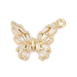 Настоящее золото 14K Латунные микро проложить кубического циркония подвески, без кадмия, без никеля и без свинца, бабочки прелести, долговечный, реальный 14 k позолоченный, 18.5x15.5x2.5 мм, отверстие : 1.5 мм