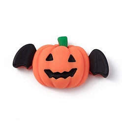 Тыква Кабошоны из непрозрачной смолы на тему Хэллоуина, для изготовления ювелирных изделий, тыквенный узор, 18.5x32.5x9.5 мм