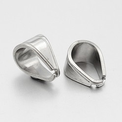Stainless Steel Color Tarnish Resistant 304 Stainless Steel Snap on Bails, for Pendants, Stainless Steel Color, 11x7mm, Pin: 1mm