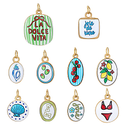 (52) Непрозрачная лаванда 10 шт. 10 стили с печатью 304 подвески из нержавеющей стали, реальный 18 k позолоченный, разноцветные, 18~25.5x11~20.5x4~5 мм, отверстие : 4.5 мм, 1 шт / стиль