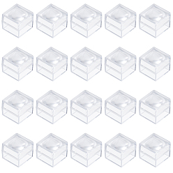 Прозрачный 20шт. прозрачные пластиковые кольцевые увеличительные коробки, кубики-лупы для монет, ювелирные изделия, камни, образцы, прозрачные, 26x26x23 мм, Внутренние размеры: 21.5x21.5 mm