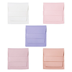 (52) Непрозрачная лаванда 5 шт 5 цветные квадратные конверты из искусственной кожи, мешочки для хранения ювелирных изделий для упаковки колец, разноцветные, 8x8x0.35 см, 1 шт / цвет