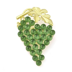 Перидот Броши из цинкового сплава со стразами в виде винограда для одежды-рюкзака, перидот, 61x46 мм