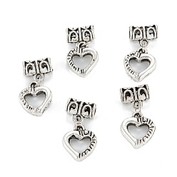 Antique Silver Tibetan Style Alloy Pendants, Heart, Antique Silver, 25mm, Hole: 3.5mm