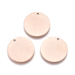 Розовое Золото Ионное покрытие (ip) 304 брелоки из нержавеющей стали, зеркальная полировка, штамповка пустой метки, лазерная резка, плоско-круглые, розовое золото , 14.8x1.1 мм, отверстие : 1.2 мм