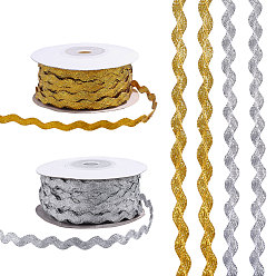 (52) Непрозрачная лаванда 2 рулоны 2 цвета полиэфирной ленты, волнистый изогнутый край, разноцветные, 1/4 дюйм (5 мм), около 27.34 ярдов (25 м) / рулон, 1 рулон / цвет