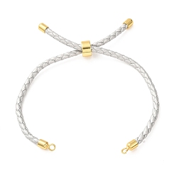 Blanc Fumé Fabrication de bracelets en cordon de cuir tressé en microfibre ronde ajustable, avec les accessoires en laiton, convient aux breloques de connecteur, fumée blanche, 9.13x0.12 pouce (23.2x0.3 cm), Trou: 2mm