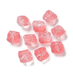 Лосось Выпечка расписные прозрачные стеклянные бусины, градиент цвета, лев, salmon, 11.5x11x9.5 мм, отверстие : 1.2 мм