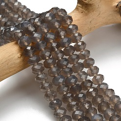 Серый агат Серые натуральные бусины из агата , граненые, рондель, 8x5.5 мм, отверстие : 1.2 мм, около 69 шт / нитка, 15.16'' (38.5 см)