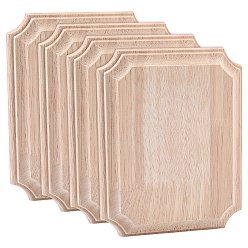 Rectangle 4шт. резные накладки из натурального дерева, аппликация, изделия ручной работы, неокрашенная накладка мебель украшения дома, прямоугольные, 153x122x17 мм