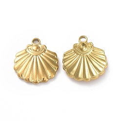 Золотой Ионное покрытие (ip) 304 подвески из нержавеющей стали, шарм из ракушек, золотые, 18.5x16x2.5 мм, отверстие : 1.8 мм