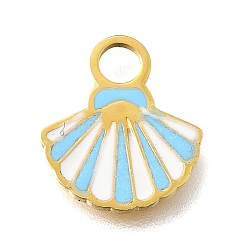 Shell Shape 304 из нержавеющей стали шармы эмали, ионное покрытие (ip), реальный 14 k позолоченный, формы раковины, 11x10x1 мм, отверстие : 2.4 мм