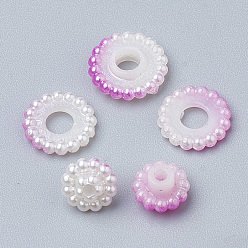 Magenta Imitation Pearl Acrylic Beads, Berry Beads, Combined Beads, Rainbow Gradient Mermaid Pearl Beads, Round, Magenta, 10mm, Hole: 1mm, about 200pcs/bag
