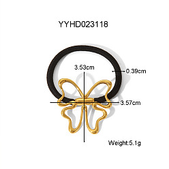 Бабочка Простые резинки для волос из нержавеющей стали для женщин, реальный 18 k позолоченный, бабочка, 35.7x35.3x3.9 мм