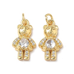 Настоящее золото 18K Латунные микро проложить кубического циркония подвески, медведь, с целью перехода в кольце, без свинца и без кадмия, долговечный, реальный 18 k позолоченный, 17.5x9.5x4.5 мм, отверстие : 3 мм