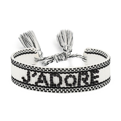 Черный Браслеты из полиэфирного шнура на тему Дня святого Валентина, с кисточкой, чёрные, внутренний диаметр: 2-3/8 дюйм (6 см)