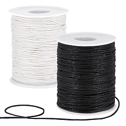 (52) Непрозрачная лаванда 2 рулоны 2 цветные вощеные хлопчатобумажные шнуры, макраме ремесленная нить для изготовления ювелирных изделий, разноцветные, 1 мм, около 100 ярдов/рулон (300 футов/рулон), 1 рулон / цвет