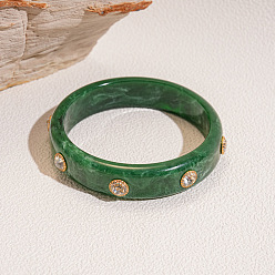 Зеленый Модные браслеты из акрила и страз для женщин, кольцо, зелёные, внутренний диаметр: 3-1/8 дюйм (8 см)