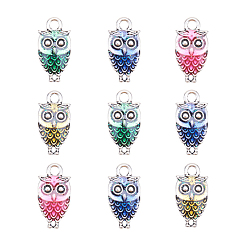 Couleur Mélangete Pendentifs en émail , chouette, pour halloween, couleur mixte, 18.5x9.5x2.5mm, Trou: 2mm
