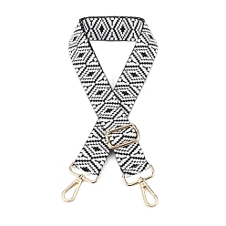 Черный Нейлоновая холщовая сумка с ромбическим узором, лямки для сумок, для замены сумочки или сумки через плечо, чёрные, 75~145x3.8 см