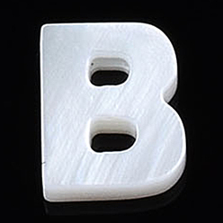 Letter B Естественных пресноводных стеклянные бусы, цвет морской раковины, Начальная буква, В письме, 9.5x7.5x2 мм, отверстие : 0.8 мм