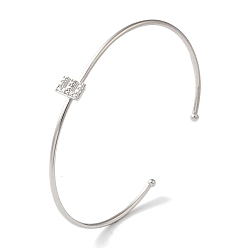 Letter E Браслеты на открытой манжете с прозрачным покрытием из латуни с микро-паве и кубическим цирконием, браслеты с крутящим моментом для женщин, платина, без свинца и без кадмия, Письмо E, внутренний диаметр: 1-7/8x2-1/4 дюйм (4.8x5.8 см)