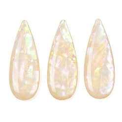 Морская Ракушка Подвески-ракушки из эпоксидной смолы, слеза, цвет морской раковины, 44.5x16x4.5 мм, отверстие : 1 мм