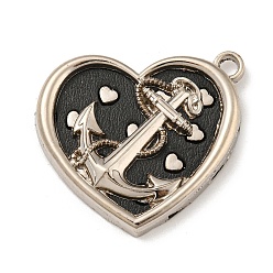 Black Alloy Pendants, with Imitation Leather, Platinum, Heart, Black, 31x32x4mm, Hole: 3mm
