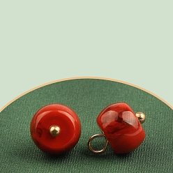 Красный Подвески из смолы, рондель, имитация нефрита, красные, 13.5x10 мм