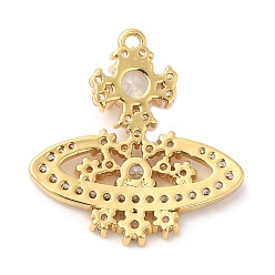 Real 18K Gold Plated Rack Plating Brass Pave Cubic Zirconia Pendants, Long-Lasting Plated, Cadmium Free & Lead Free, Real 18K Gold Plated, 22.5x22x3.8mm, Hole: 1mm
