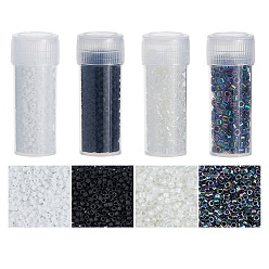 Mixed Color 40G 4 Styles Glass Seed Beads, Mixed Styles, Cylinder, Mixed Color, 1.5~2.5x1~2mm, Hole: 0.8~1.4mm, 10g/style