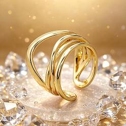 Golden Irregular Zinc Alloy Cuff Open Rings for Women, Golden, 13mm, Inner Diameter: 20mm