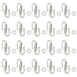 Argent Antique Alliage de style tibétain fermoirs s-crochet, en laiton Anneaux, sans cadmium et sans plomb, argent antique, 22x12x3.5mm