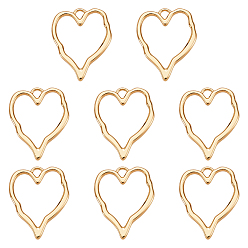 Настоящее золото 18K 8 латунные подвески шт., сердце, полый, реальный 18 k позолоченный, 27.5x21.5x2 мм, отверстие : 2.5x2.5 мм